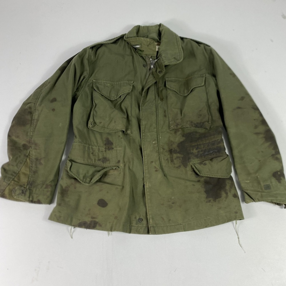 Vintage M65 Vietnam Field Jacket Coat 1965 Small Short Sateen OG 107 Oil USE